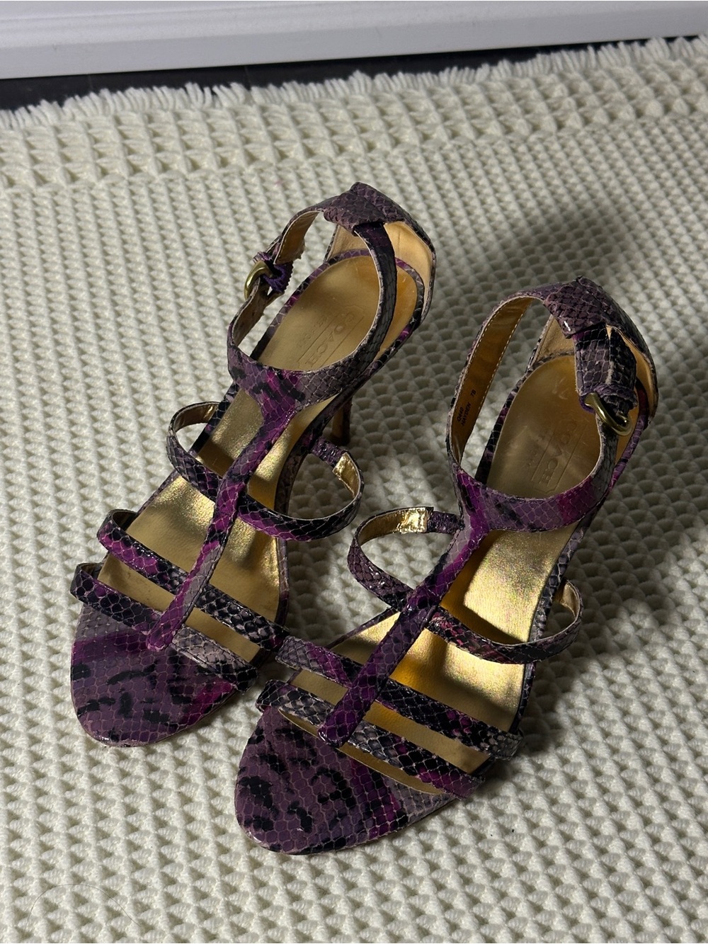 Coach Hayden Python-Print Strappy Heels